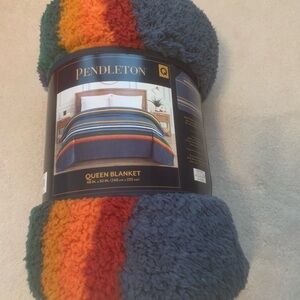 Pendleton Blue and Orange Striped Blanket
